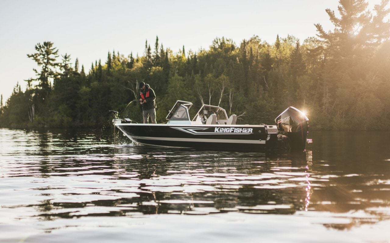 KingFisher 2125 Arrow Sport with angler aboard on cottage country lake